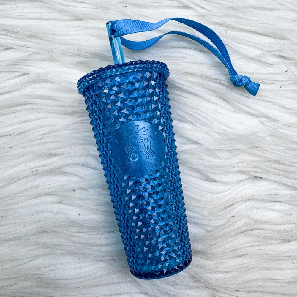 Starbucks Studded Ornament Keychain China 2022 Holiday Advent Bling Blue NEW